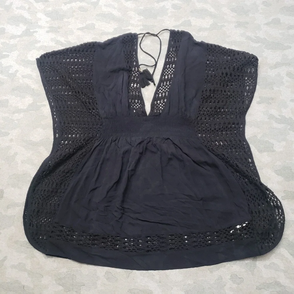 Abercrombie and Fitch Crochet Womens XS/S Black Sleeveless Beach Cover Up
